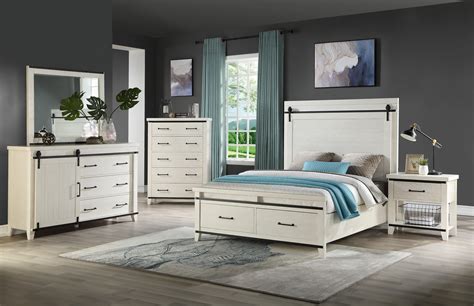 Holland House Furniture 3pc Montana White Queen Panel Storage Bedroom