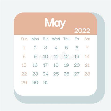 May 2022 Calendar Clipart