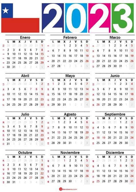 Calendario Chilie 2023 Con Festivos Calendario Calendario De