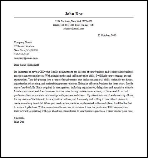 Professional Ceo Cover Letter Example And Writing Tips