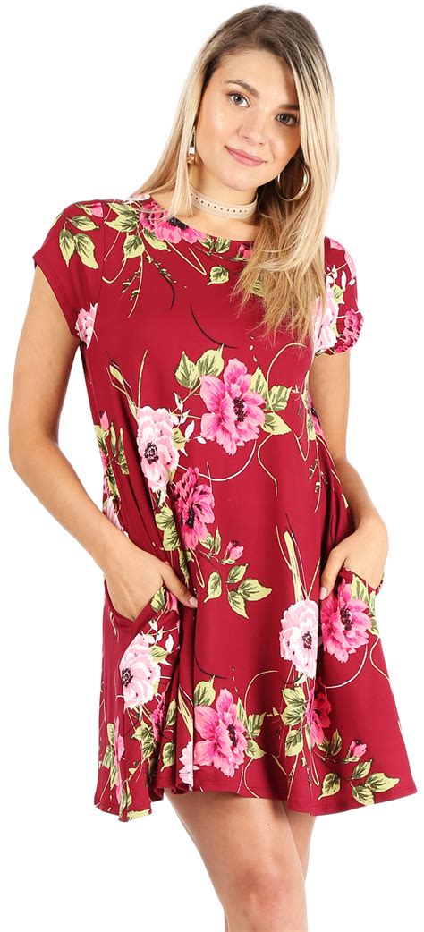 Simlu Casual T Shirt Dress For Women Flowy Tunic Dress