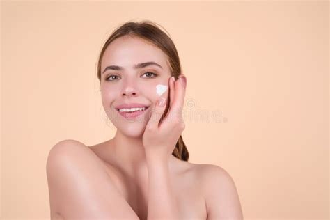 Closeup Young Woman Applying Cream To Face Skincare And Cosmetics Concept Skin Care Stock