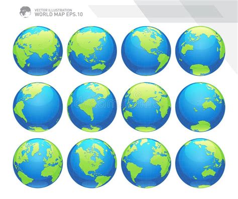Earth Globes Collection World Map Stock Illustrations 567 Earth