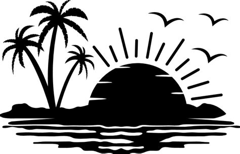 Free Vectors Sunset Black And White Clip Art Library