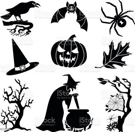 Halloween Vector Icons In Black And White Stock Vector Art & More