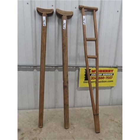 3 Vintage Homemade Wooden Crutches 1 Set 1 Single Mcsherry
