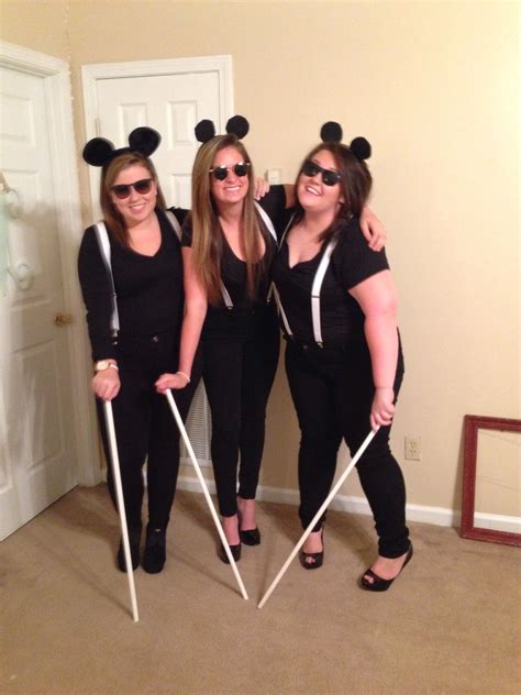 Three Blind Mice Costume Black Skinnies Black T Shirt White