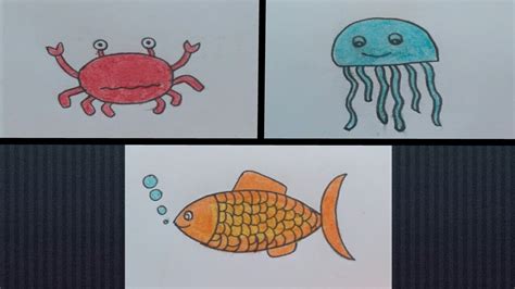 How To Draw Aquatic Animals Youtube