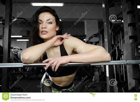 Woman Doing Exercises In Gym Stock Image Image Of Lifting Beautiful