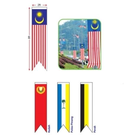 Sty Flag 2x8 Malaysia Flag Bendera Malaysia 2x8 Stationery 2x8 State