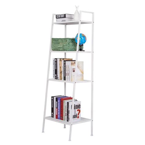 A White Book Shelf With Books And Magazines On Its Bottom Shelf