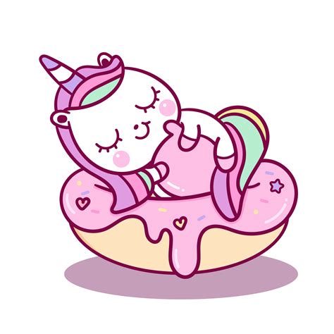 Cute Unicorn Vector Sleep On Cupcake Pony Cartoon For Sweet Dream