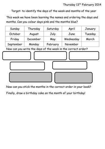 Months Of The Year And Days Of The Week Worksheet By Joop09 Teaching