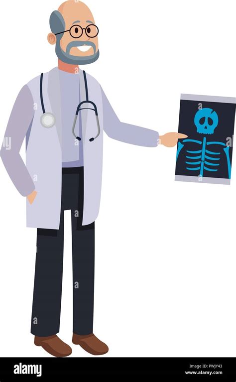 Male Doctor With Bones Xray Cartoon Vector Illustration Graphic Design
