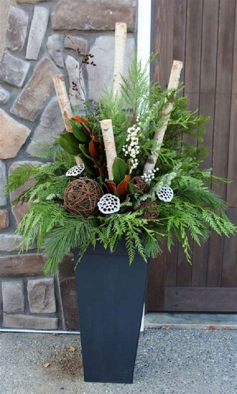 24 Colorful Winter Planters And Christmas Outdoor