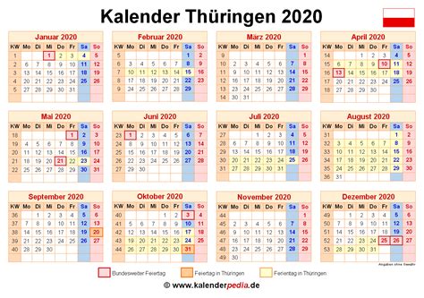 Här kan du online se kalender 2021. Kalender 2021 Thüringen Mit Feiertagen - Kalender 2021 ...