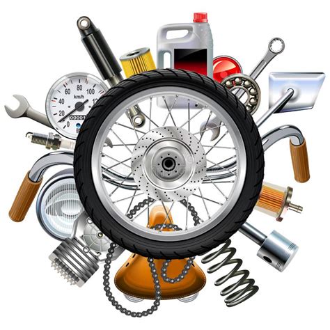 Vector Motorcycle Parts Concept With Wheel Stock Vector Illustration