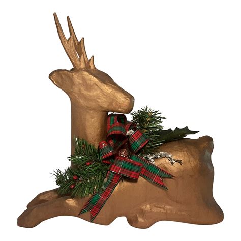 Vintage Gold Paper Mache Christmas Deer Reindeer Figurine Chairish
