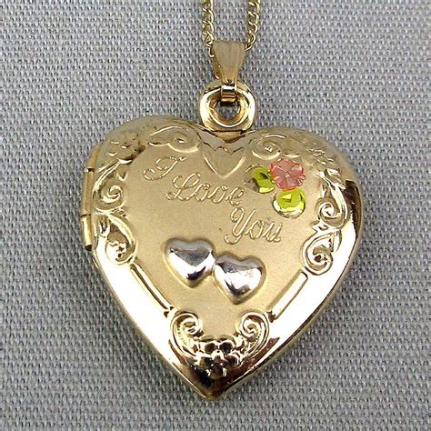 Vintage Gold Filled Heart Locket ~ I Love You ~ Pendant Necklace From