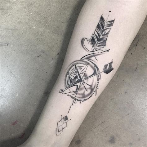 Geomatric Arrow Tattoo Design Arrow Compass Tattoo Compass Tattoo