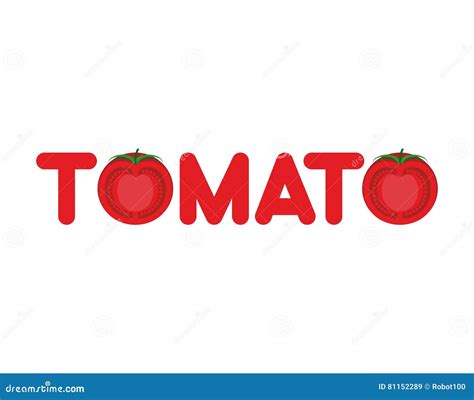 Tomato Text Logo Lettering Of Vegetables Stock Vector Illustration
