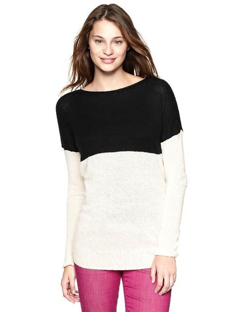Gap Colorblock Boatneck Sweater In Black Black And Cream Lyst