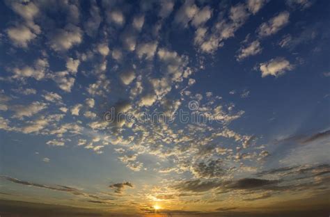 Panorama Of Sky At Sunrise Or Sunset Beautiful View Of Dark Blu Stock
