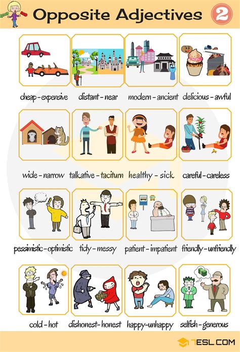 list of opposite adjectives in english esl buzz