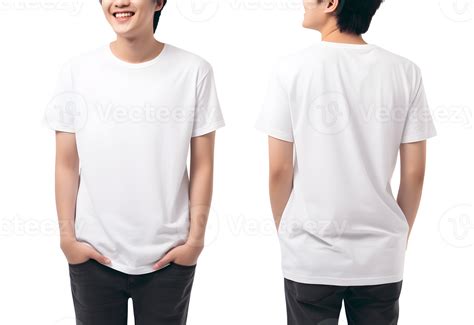 Young Man In White T Shirt Mockup Front And Back View Cutout Ai