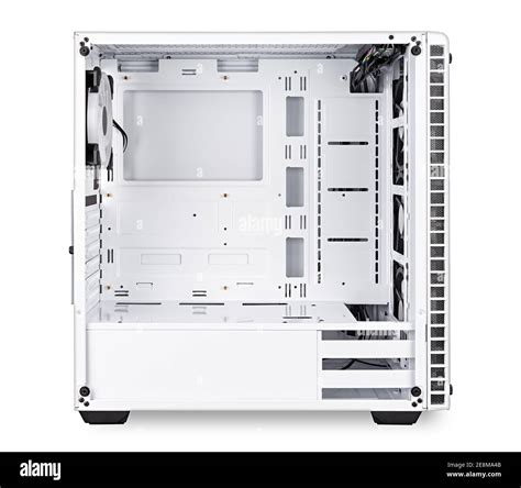 White Open Empty Midi Tower Pc Computer Case Side View On Isolated