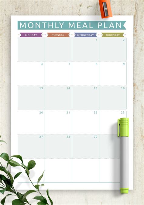 Printable Monthly Meal Plan Template Printable Templates Free