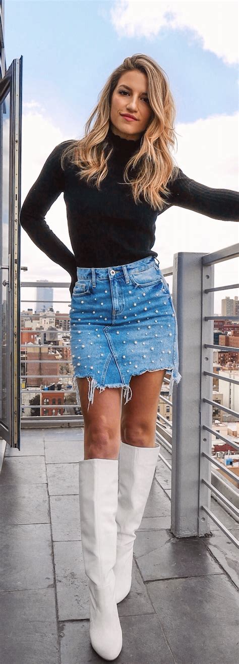 Pin On Denim Skirt Outfits