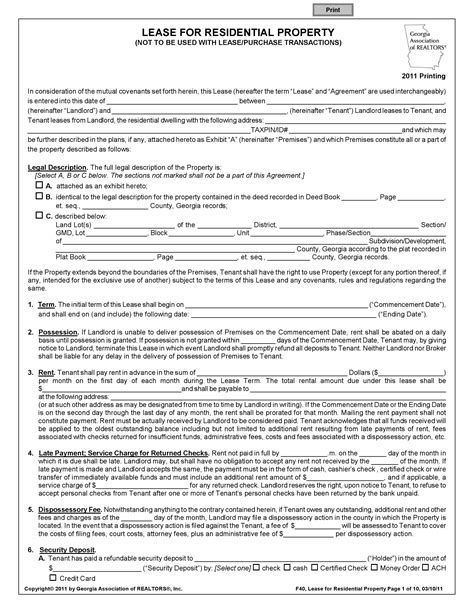 Rental Lease Forms Free Printable Printable Forms Free Online