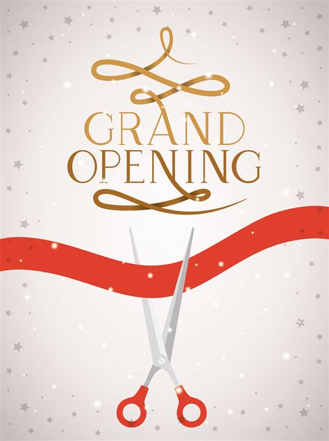 grand opening message with scissors cutting red tape 679451 Vector Art at Vecteezy