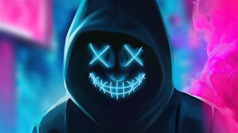 2560x1440 Neon Guy Mask Smiling 4k 1440p Resolution Hd 4k Wallpapers