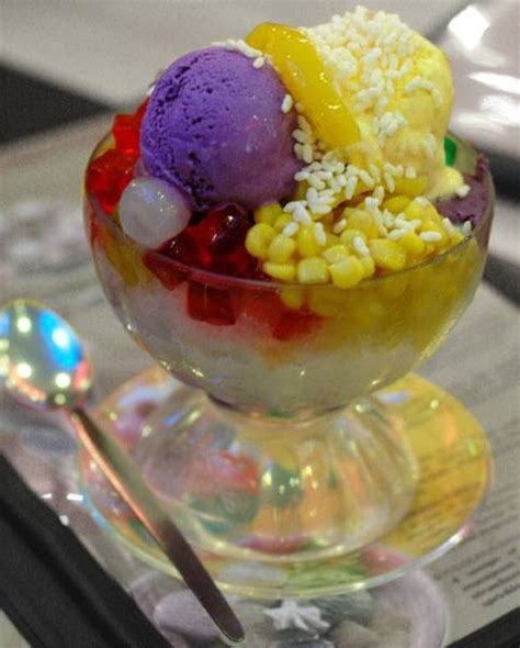 Halo Halo Mix Mix Popular Filipino Dessert With Shaved Ice And Evaporated Milk Toppings