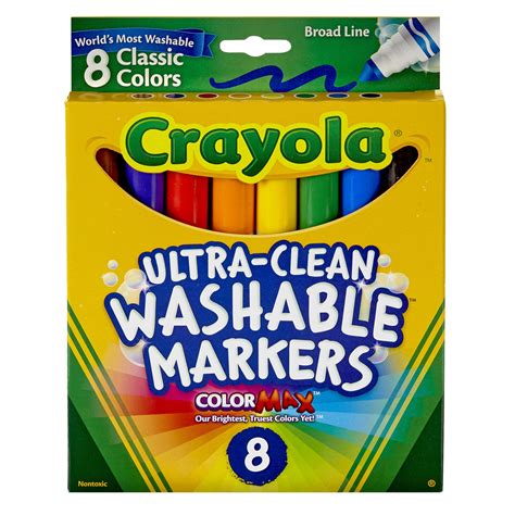 Crayola Washable Formula Markers Conical Tip 8 Classic Colors Of Box