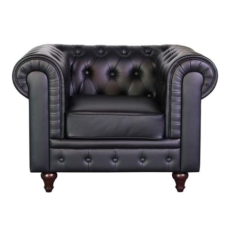 Grace Chesterfield Bonded Leather Button Tufted Chair Black S5068 C