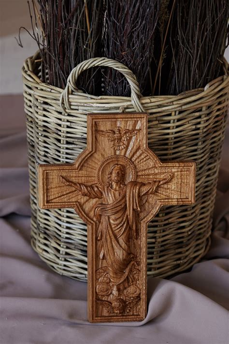 Wall Cross Wood Crucifix Religious Wood Carving Catholic Cross Etsy