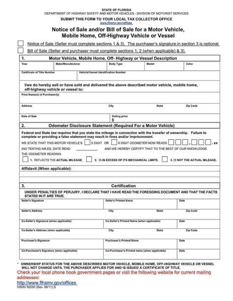 Free Fillable Florida Vehicle Bill Of Sale Form ⇒ Pdf Templates