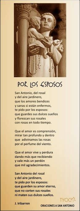 Tarjetas Y Oraciones Catolicas OraciÓn Por Los Esposos A San Antonio
