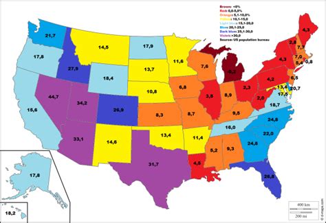 Us States By Total Population Growth Since Maps On The Web
