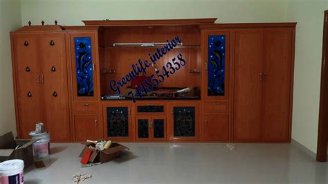 You can convert an entire wall into a showcase with this wall showcase design. PVC TV showcase,PVC tv cabinets,TV Unit,PVC TV Online