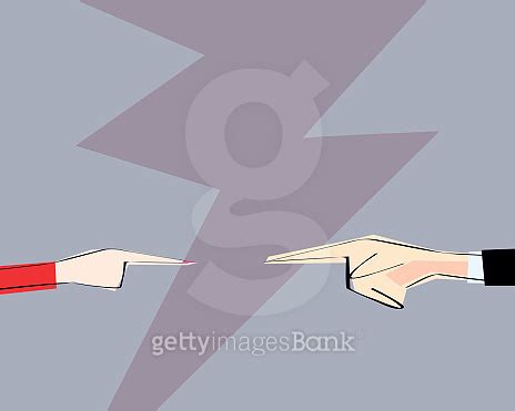 Male And Female Hands With Pointing Finger Directed At Each Other