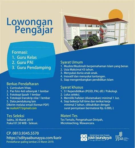 Lowongan kerja tersedia untuk lulusan d3 dan lulusan s1, berikut rincian dan persyaratannya. Lowongan Kerja Guru Sd Di Yogyakarta 2019 - Info Seputar ...