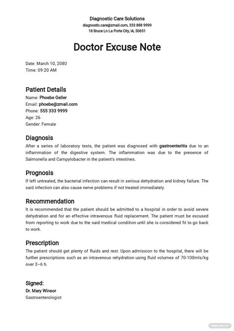 Doctor Excuse Note Google Docs Word Apple Pages Pdf Template Net