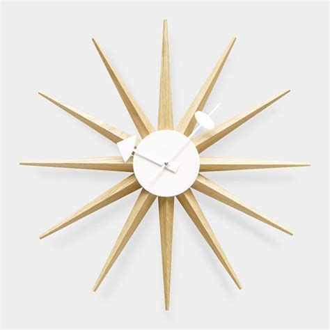 Sunburst Wall Clock In Natural Wood Designed By George Nelson