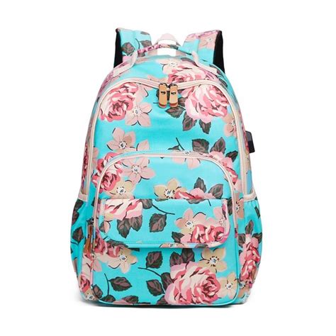 Okkid Kids Pink Flower Backpack Floral School Bags For Teenage Girls