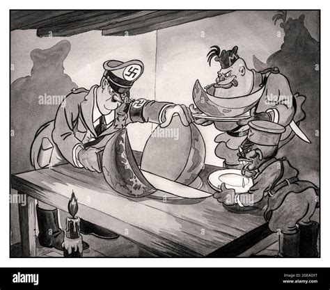 Propaganda Axis WW2 Cartoon Of Hitler Mussolini And Hirohito To