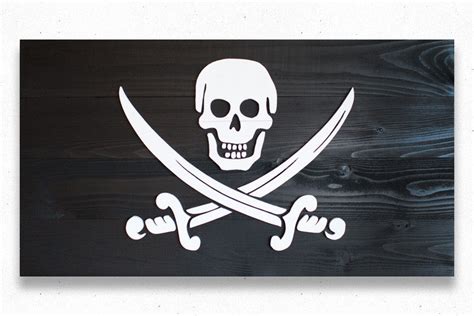 Calico Jack Jolly Roger Wood Flag Patriot Wood